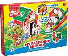 Игровой 3D пазл для раскрашивания Artberry, My Farmland Animals, 10 фломастера и 6 карт с фигурками