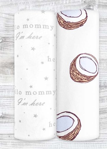 Mjolk Сет из 2х пелёнок Кокосы, Hello mommy, 120*85 см