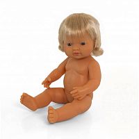 Miniland Кукла - пупс девочка европейка, 38 см + одежда для куклы плащ и сапоги, 40 см					