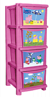 Детский пластиковый комод для детской комнаты "Свинка Пеппа" 335мм / розовый					