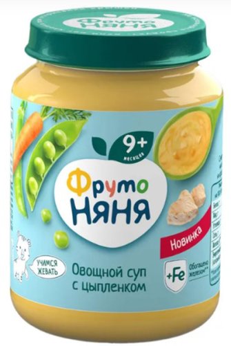 ФрутоНяня Суп овощной с цыпленком, с 9 месяцев, 190 г