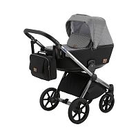 Bebe-mobile Детская коляска Cesaro Special Edition 2 в 1 / цвет Y70, черный, черно белый квадрат с блестками, рама чёрный хром