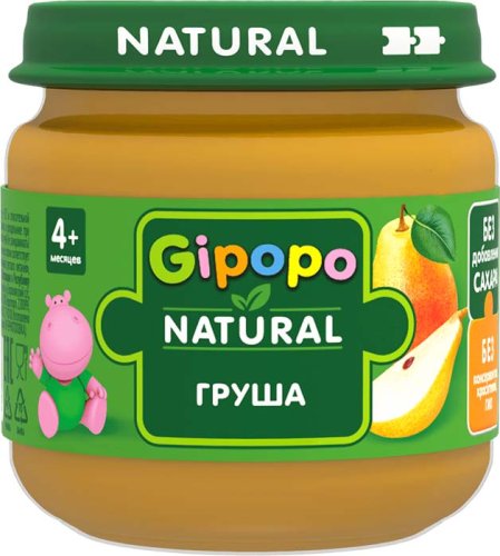 Gipopo Пюре Груша, с 4 месяцев, 80 г