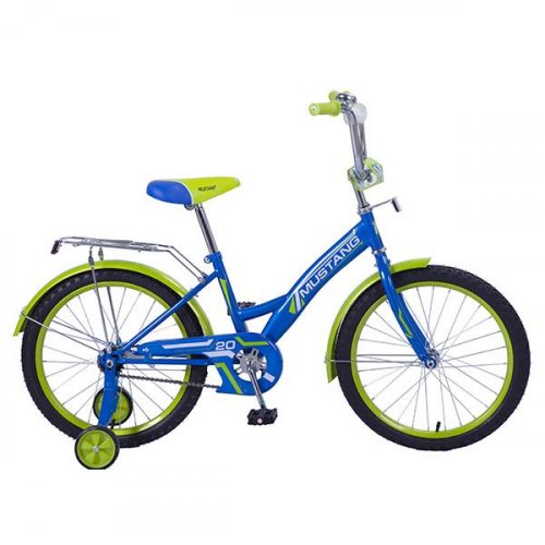 Велосипед детский 20" Mustang GW-тип страховочные колеса / синий + зеленый