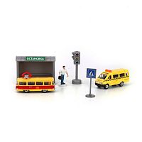 "Технопарк" Игровой набор с автобусной остановкой и  светофором