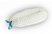 Подушка для беременных Премиум, цвет белый в голубой горох, двойной наполнитель (Мягкий наполнитель