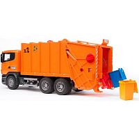 Мусоровоз Scania (цвет оранжевый) (подходит модуль со звуком и светом)