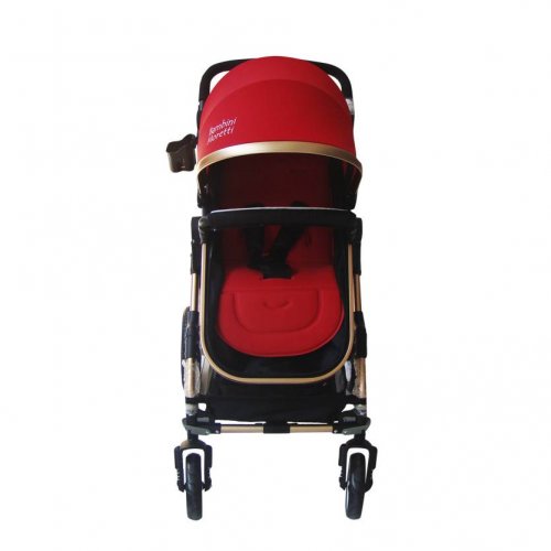 Детская коляска траснформер Bambini Moretti TR613 золотая рама / красная ткань