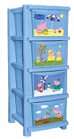 Детский пластиковый комод для детской комнаты "Свинка Пеппа" 335мм / голубой					