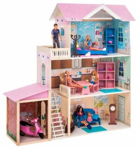 Paremo Деревянный кукольный домик "Розали Гранд", с мебелью, 11 предметов
