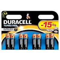 Батарейки алкалиновые DURACELL TurboMax AA 1.5V LR6 / блистер 8 шт					