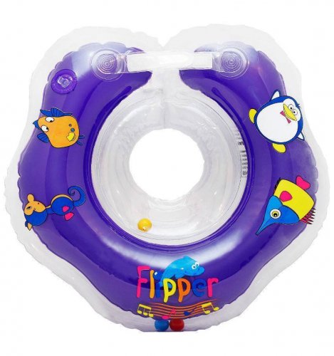Надувной круг на шею для плавания малышей Flipper 0+ с Музыкой "Буль-буль водичка"