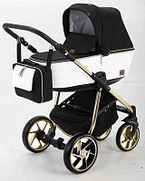 Bebe-mobile Детская коляска 2 в 1 Gusto Special Edition / цвет GU203 черный, белый кожа (золотая рама)
