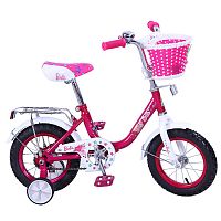 Велосипед детский 12" Barbie G-ТИП / страховочные колеса / звонок /  розовый + белый