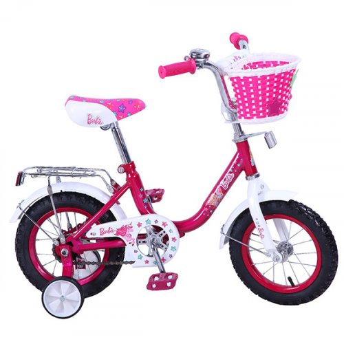 Велосипед детский 12" Barbie G-ТИП / страховочные колеса / звонок /  розовый + белый