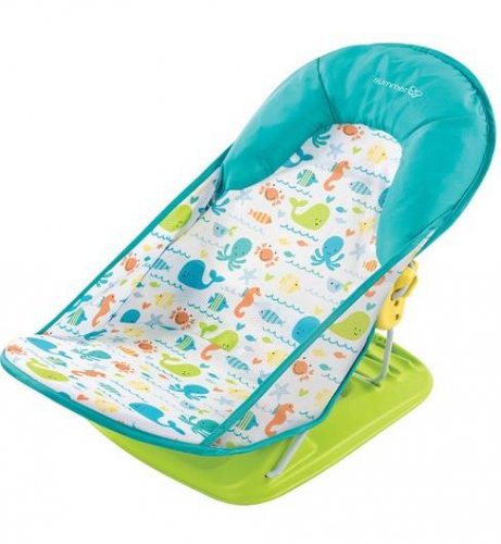 Summer infant Лежак с подголовником для купания Deluxe Baby Bather / цвет бирюзовый с морскими обитателями для купания младенца