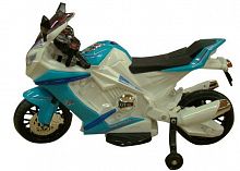 Аккумуляторный мотоцикл, синий+белый 6v					