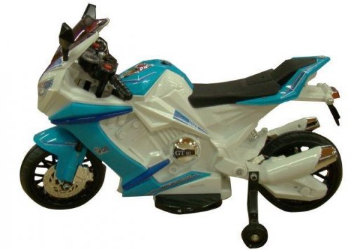Аккумуляторный мотоцикл, синий+белый 6v