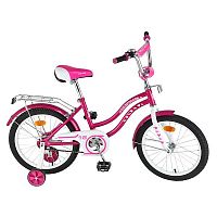 Велосипед детский 18" Mustang KY-ТИП / страховочные колеса / звонок /  розовый + белый					