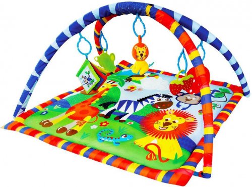 Жирафики Развивающий коврик «Весёлое сафари», 5 развивающих игрушек, с книжкой-шуршалкой