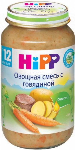 Пюре Hipp Овощная смесь с говядиной 220 г