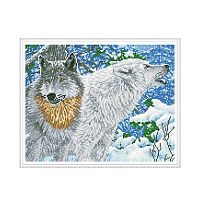 Molly Самоцветы Алмазная мозаика с нанесенной рамкой  "Северные волки"