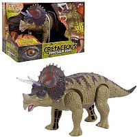 Junfa Интерактивная игрушка Динозавр Трицератопс, движение, световые и звуковые эффекты/ зеленый					
