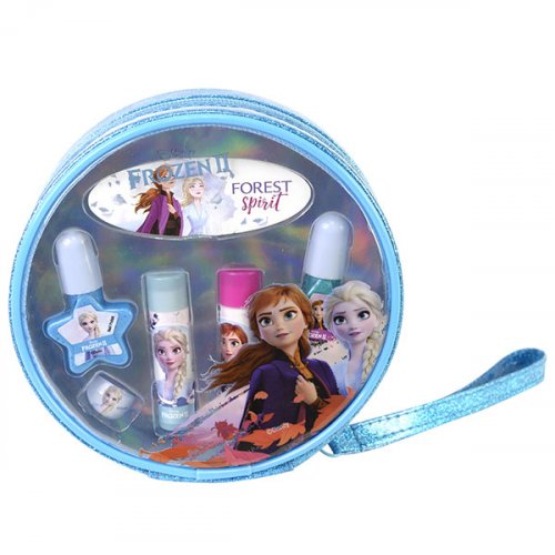 Frozen Игровой набор детской декоративной косметики для губ и ногтей в косметичке круглой.
