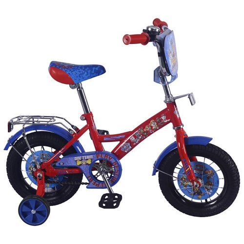 Велосипед детский 12" "Щенячий патруль" с багажником, цвет синий-красный