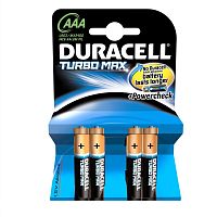 Батарейки алкалиновые DURACELL TurboMax AAA 1.5V LR03 / блистер 4 шт					