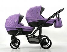 Bebetto 42 Детская коляска для двойни 2 в 1 Сomfort / цвет 06 фиолетовый / рама  черная