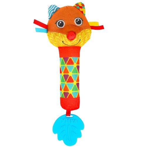 Умка Текстильная игрушка-погремушка с пищалкой Лисичка / цвет оранжевый