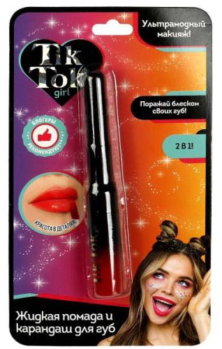 Tik Tok Girl Жидкая помада и карандаш для губ 2 в 1 / цвет красный