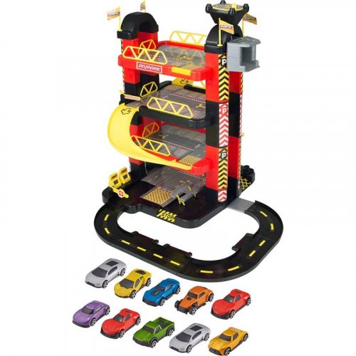 Teamsterz Игровой набор для детей  4 уровня гараж-башня с 10 машинками