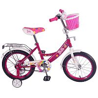265205  Велосипед детский 18" Barbie / страховочные колеса / бело-розовый					