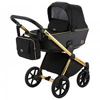 Bebe mobile Детская коляска Cesaro Special Edition3 в 1 / цвет черный + черная кожа + золотая рама / Y901