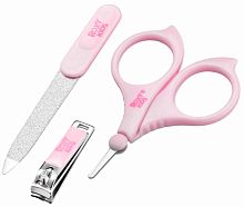 Roxy-Kids Маникюрный набор: ножницы, пилочка, кусачки / цвет розовый					