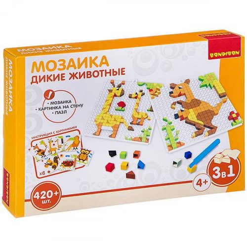 Bondibon Логические, развивающие игры и игрушки Мозаика Роботы 420 деталей, в коробке 30x4.5x21 см