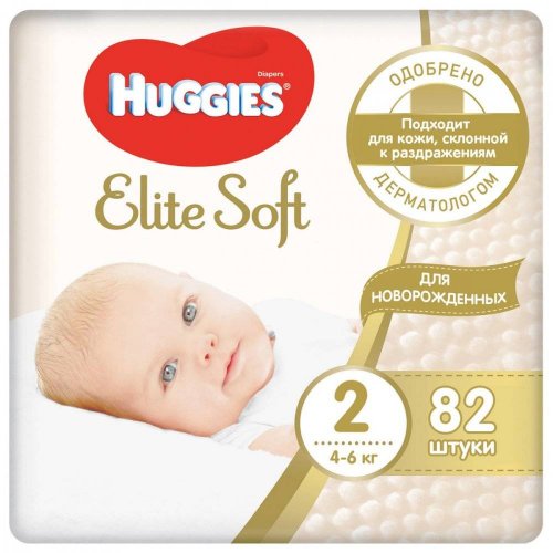 Huggies Elite Soft Хаггис подгузники Элит Софт 2 4-6 кг (82шт)