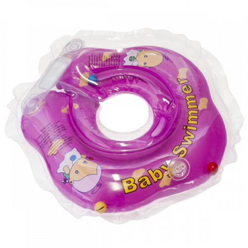Круг на шею для купания Baby Swimmer BS02F-B, фиолетовый (полуцвет + внутри погремушка), (3-12 кг)
