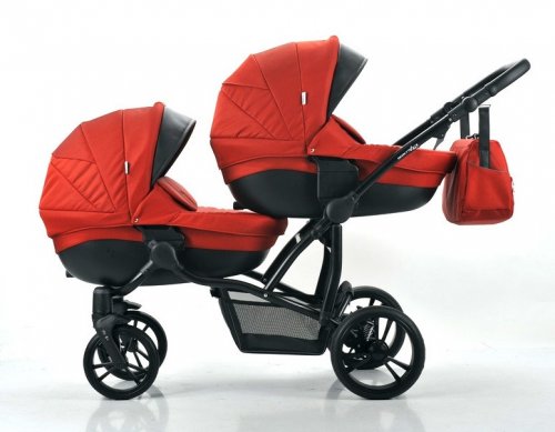 Bebetto 42 Детская коляска для двойни 2 в 1 Сomfort / цвет 05 красный / рама черная