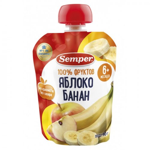 Semper Пюре "Яблоко - Банан", с 6 месяцев (90г)