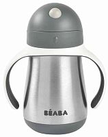 Beaba Поильник-термос Tasse paille Inox, 250 мл / цвет grey (серый)					