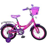 Велосипед детский 14" FILLY, A-ТИП / страховочные колеса / звонок / розовый + фиолетовый					