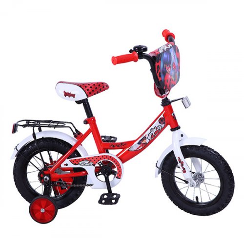Велосипед детский 12" Lady Bug A-ТИП / страховочные колеса / звонок / красный + белый